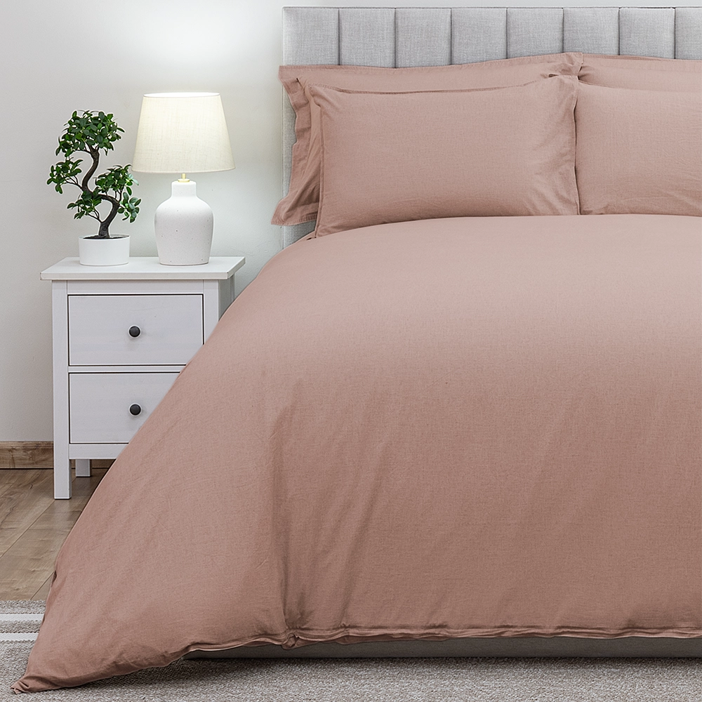 Pink Side Stone Washed Duvet Cover Set